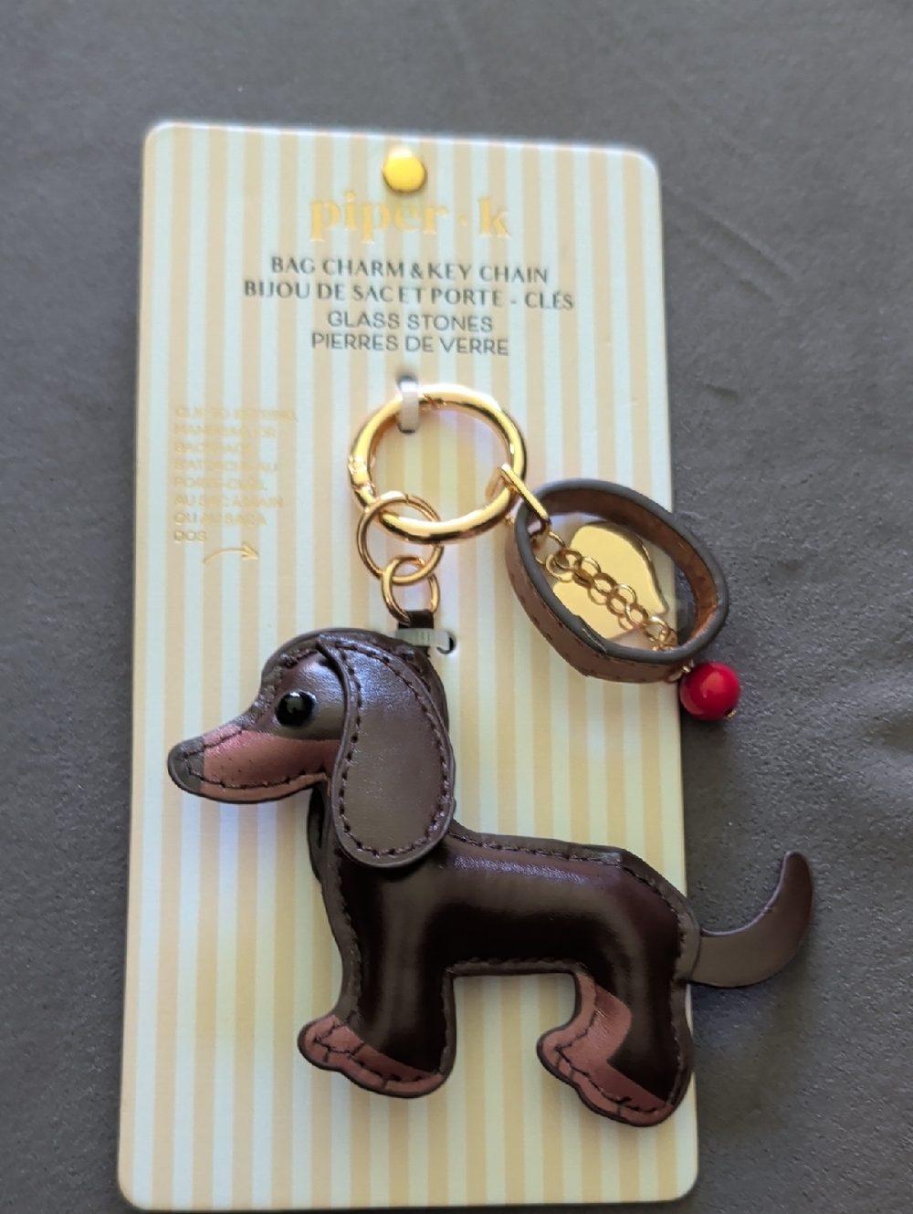 Piper Brown Dachshund Dog Keychain Bag Charm